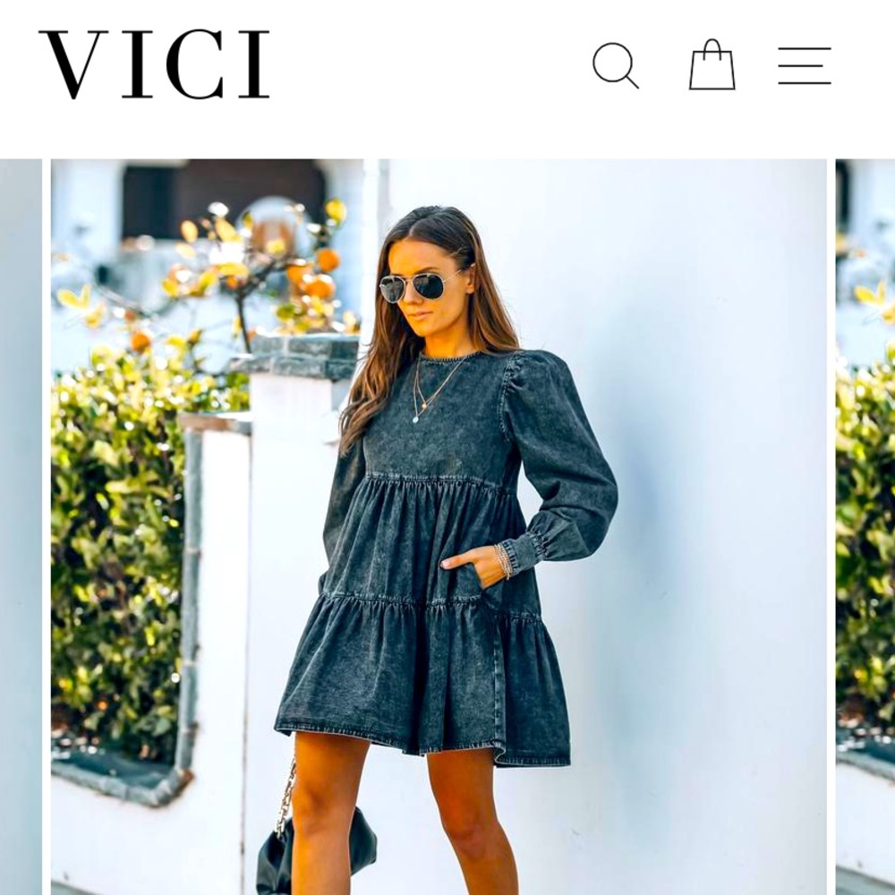 Dark grey denim baby doll dress